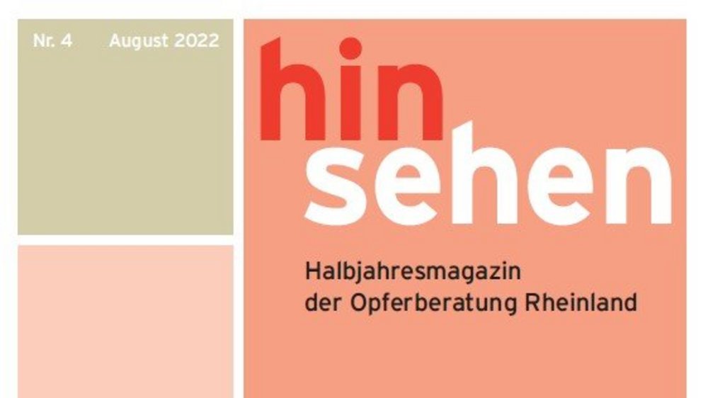 Cover: Hinsehen. Online-Halbjahresmagazin der OBR. Themenschwerpunkt: Intersektionale Perspektiven auf rechte, rassistische und antisemitische Gewalt. Magazin Nr. 4. Ausgabe 1/2022.