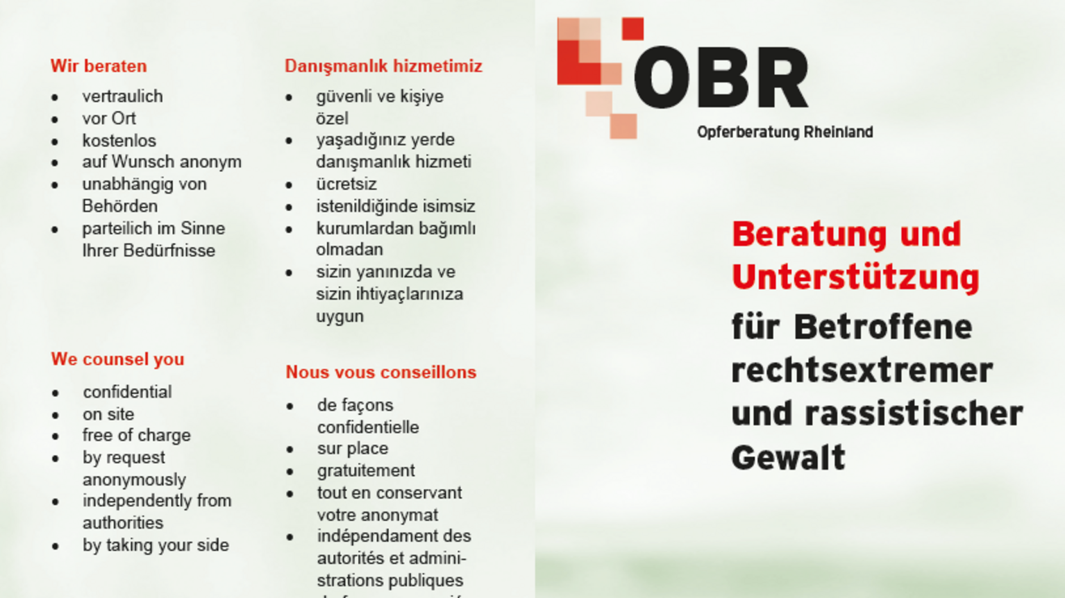 Flyer Opferberatung Rheinland (OBR)