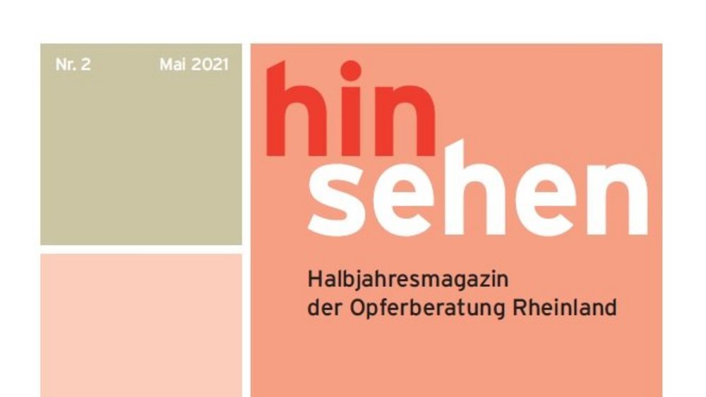 Cover Magazin "Hinsehen" Nr. 2 der OBR. Ausgabe 1/2021. Themenschwerpunkt:Antisemitismus – Aktualität, Folgen und Herausforderungen für Betroffene. 