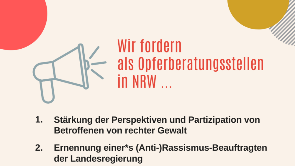 Forderungen Opferberatungsstellen in NRW anlässlich der Landtagswahlen in NRW 2022
